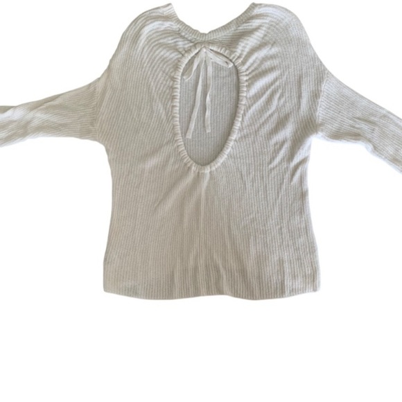 EXPRESS Sweater Oversized Cotton White Cut Out Back Hi Low Hem Scoop Neck VGUC - Picture 9 of 14